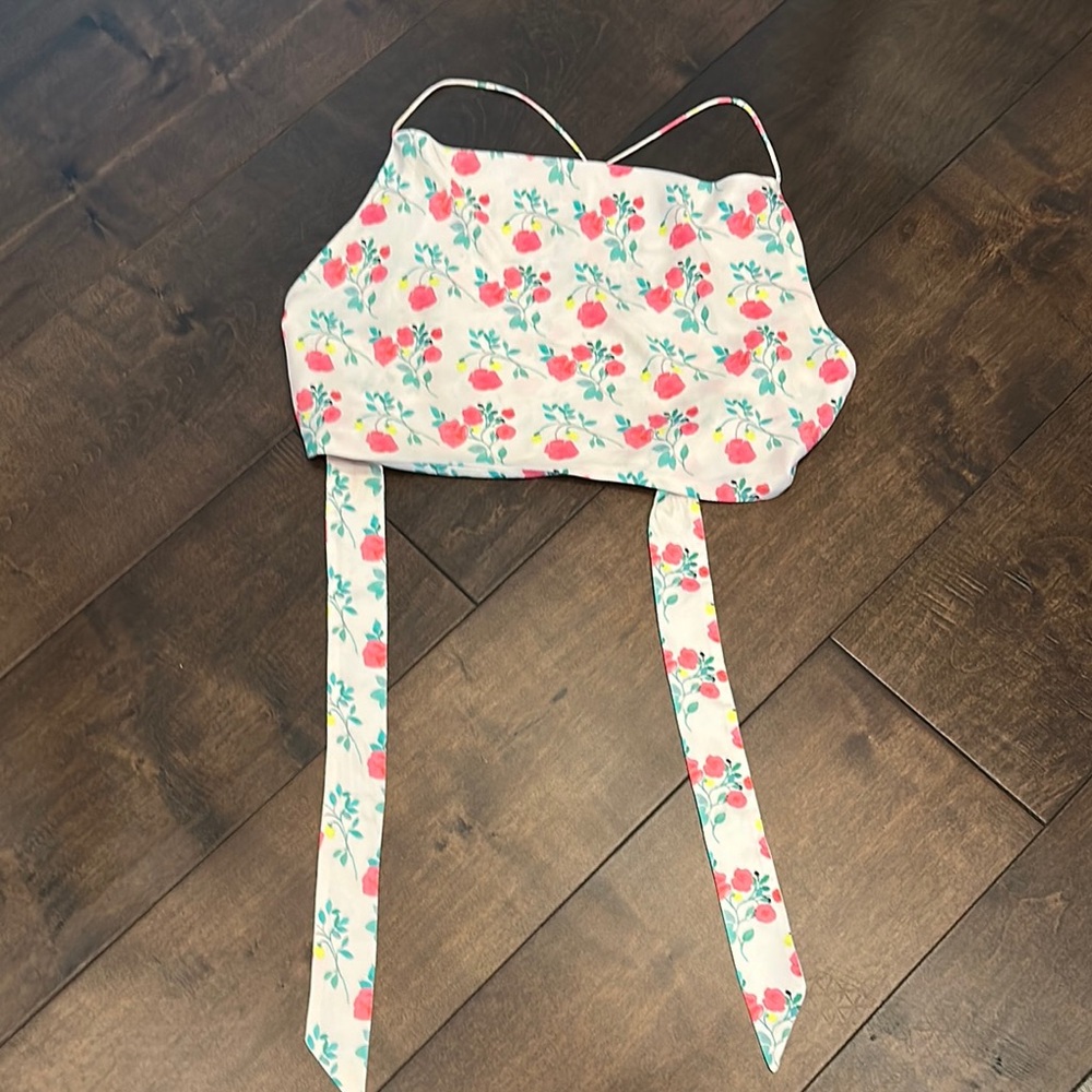 Silky Floral Crop Top with Straps